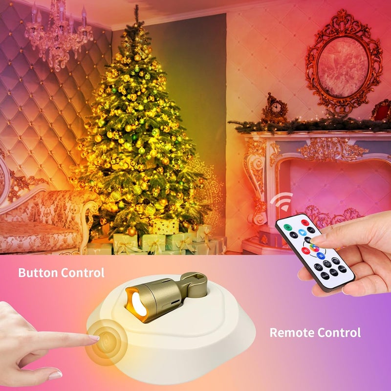 LEASTYLE LED Wireless Spotlights with Remote,RGBW Rechargeable Up Lights Indoor,16 Color Changing Battery Operated Light with Timer Dimmable Accent Light for Grow Parties,White+Gold,2 Pack - Image 3